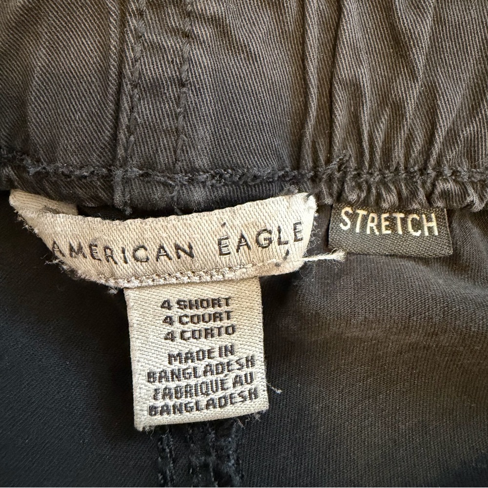 American Eagle Black Vintage Wash Stretchy Cargo Jogger High Waisted Pants - Picture 8 of 12